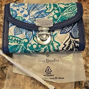 Vera Bradley Teal & Blue Quilted Leaf-Print Crossbody Wallet